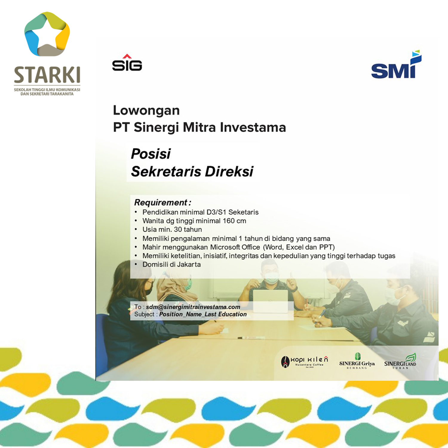 Lowongan Kerja – PT Sinergi Mitra Investama – STARKI – Sekolah Tinggi ...