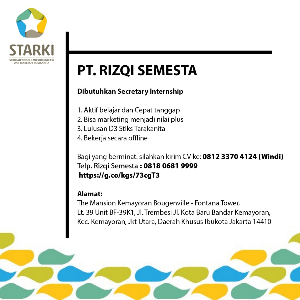 Lowongan Internship – PT. Rizqi Semesta – STARKI – Sekolah Tinggi Ilmu ...